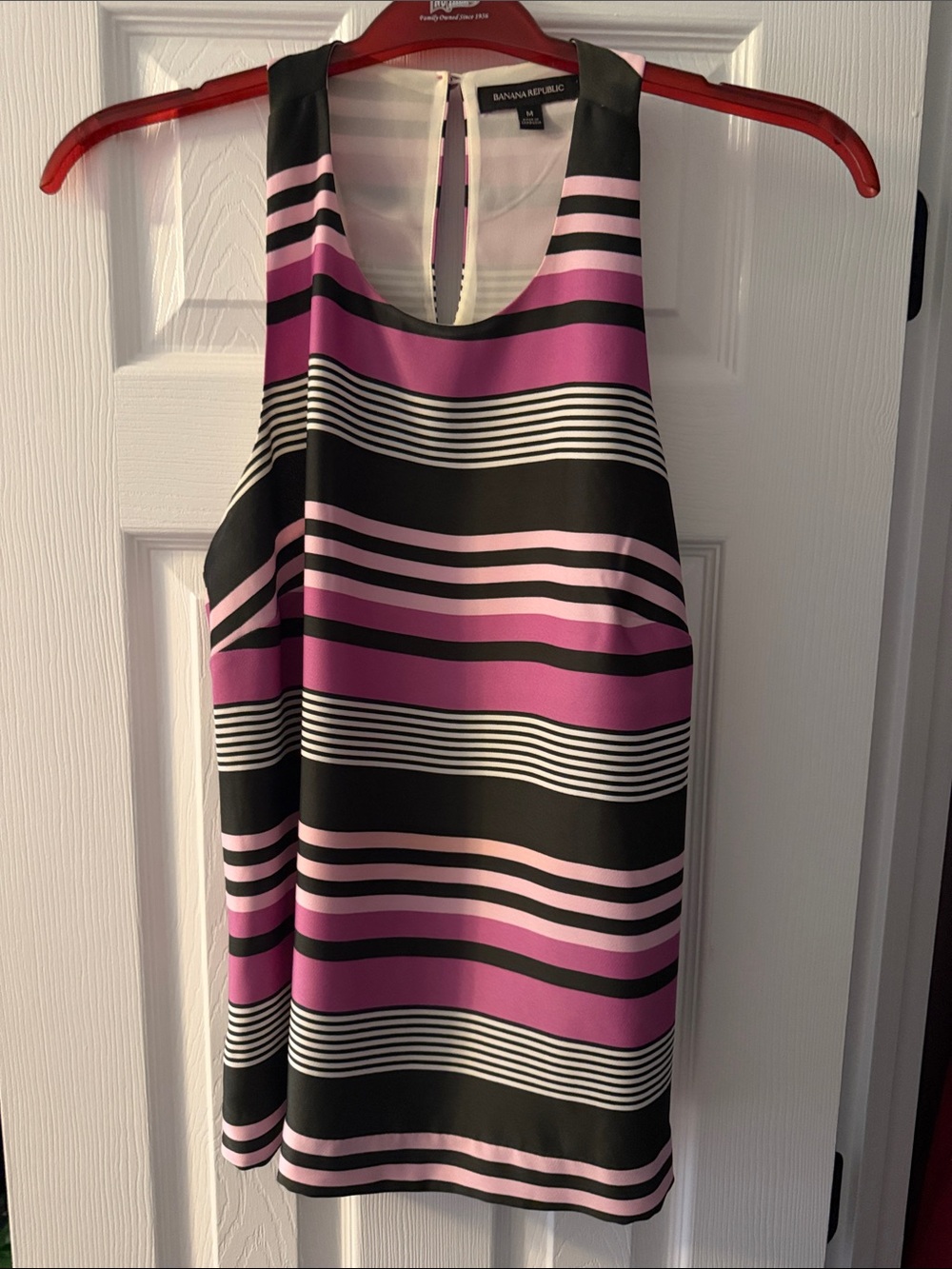 Banana Republic Striped Sleeveless Shell in Magenta, Light Pink & Black
